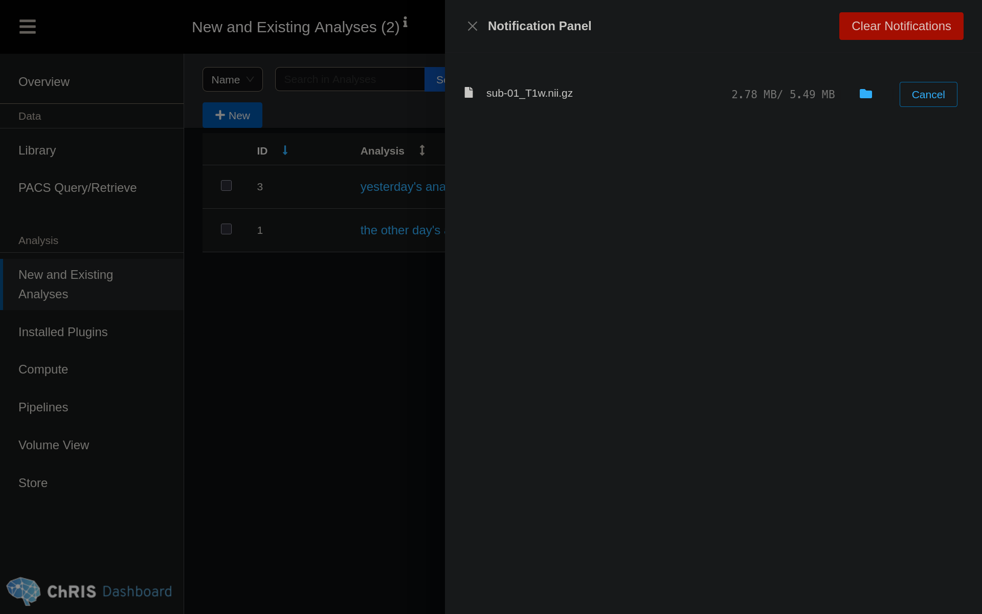 Screenshot of the notification drawer starting