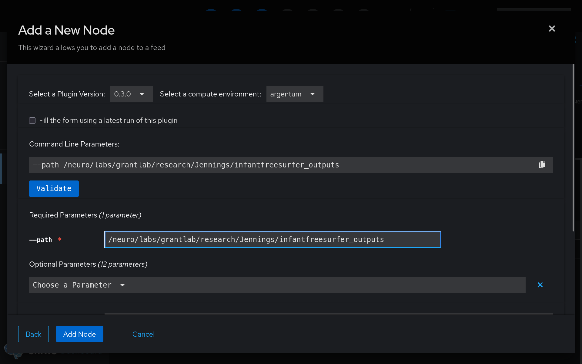 Example of running pl-neurofiles-push