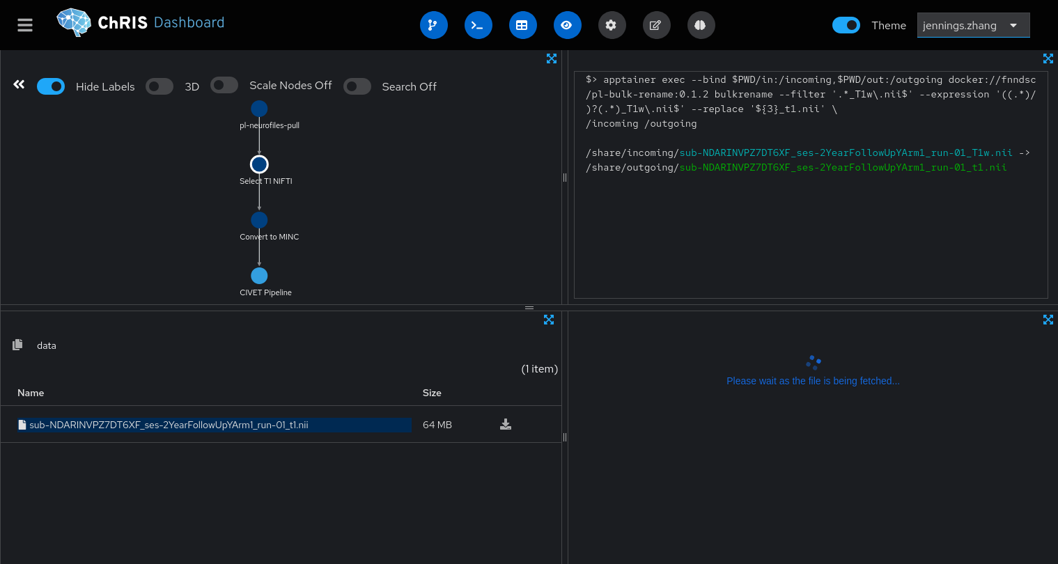 Screenshot of the pipeline as its running