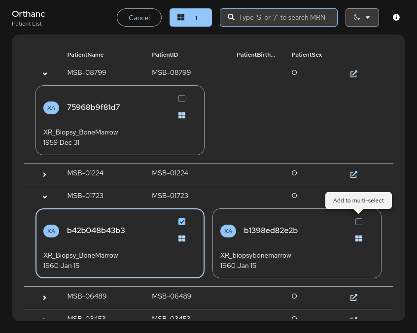 Screenshot of &quot;Patient List UI&quot;