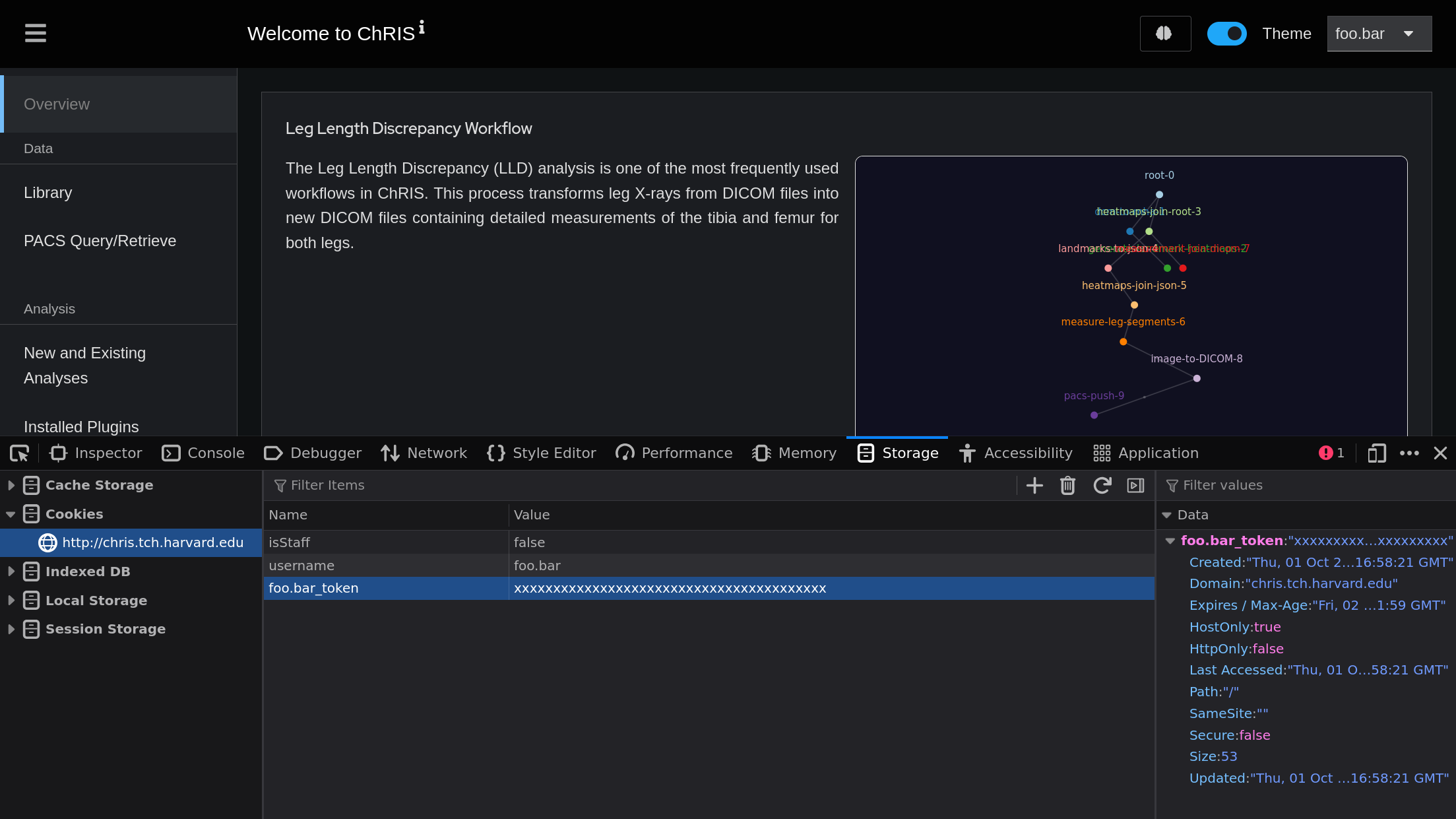 Screenshot of editing the cookies in Firefox