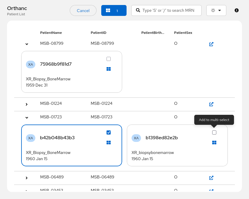 Screenshot of &quot;Patient List UI&quot;